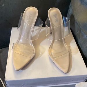 BayQ Women's Clear Pointed-Toe Heels Transparent Strap Stiletto High Heels 7